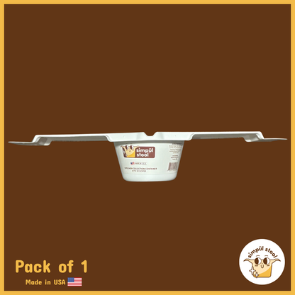 Simpül Stool sample collection container – single unit, front view, USA-made, toilet hat alternative for at-home and clinical use.