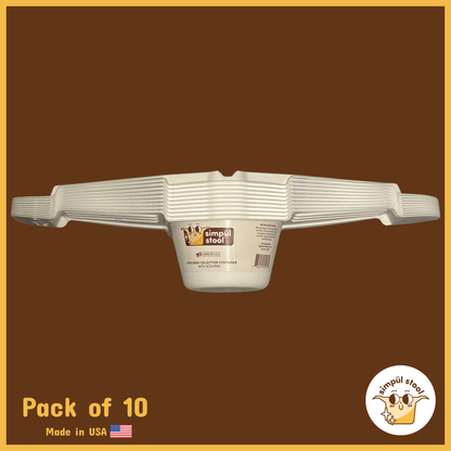 Simpül Stool sample collection containers – pack of 10, front view, USA-made, toilet hat alternative for at-home and clinical use.